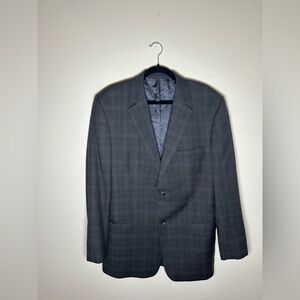 Pavone Gray Plaid Wool Blazer Men’s 42L Italian Fabric